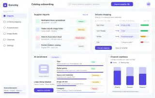Concept mockup of AI product data onboarding for ecommerce catalogs