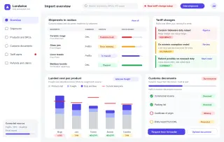 Concept mockup of Tariff and landed cost tracker for small importers